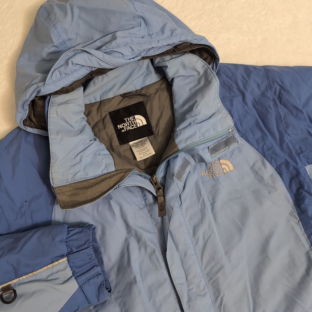 The North Face Light‎ Blue Jacket w/Hood ~ Kids XL  Nylon Exterior Adjustable